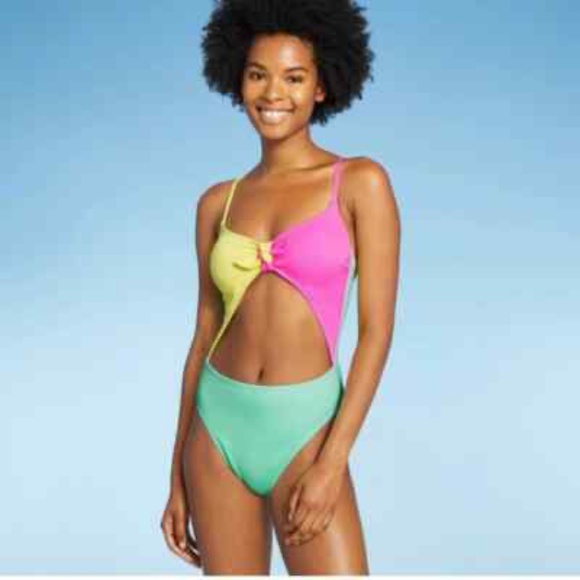 Ribbed Color Block One Piece Swimsuit - Picture 6 of 7